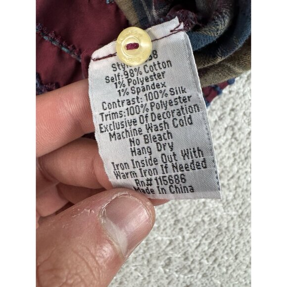 Johnny Was 3J Workshop Lorie Multicolor Plaid Embroidered Button Down Top XS - Picture 3 of 7